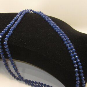 Blue Beaded Sparkle Necklace Extra Long